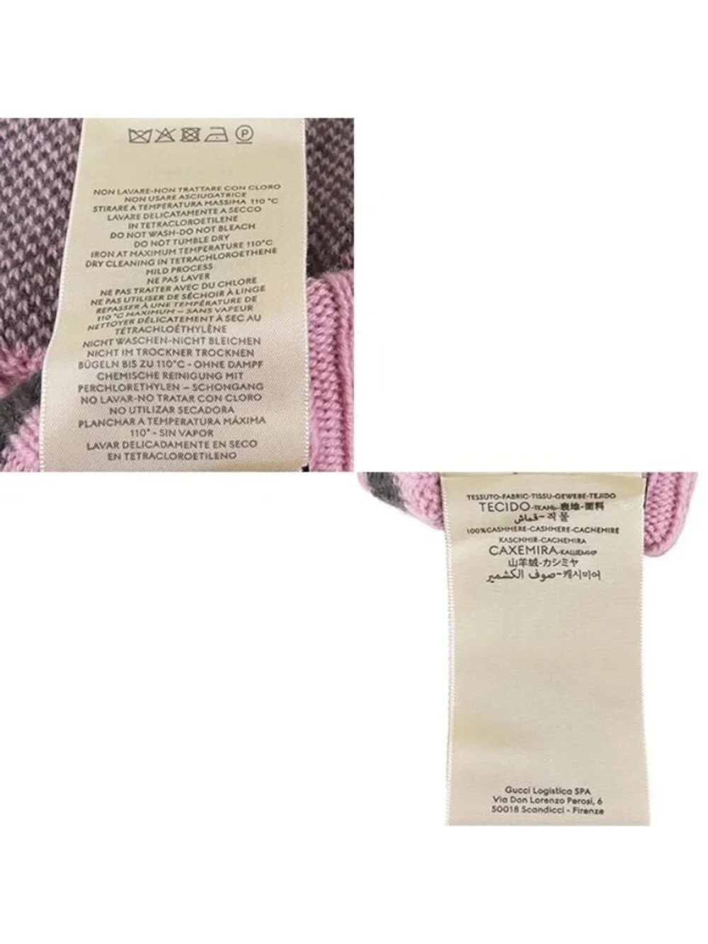 Gucci Fingerless Gloves Pink Gray Cashmere GG Logo